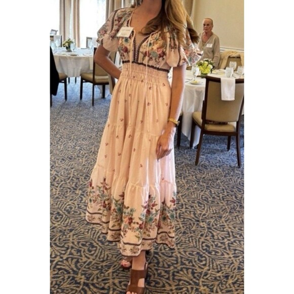 ANTHROPOLOGIE the somerset puff sleeve maxi dress M Milkmaid Fairy Hippie Boho - Picture 10 of 16